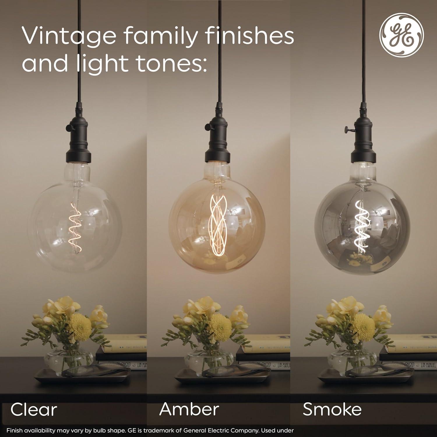 imageGE Vintage Style LED Candle Light Bulb 40W Amber Glass Decorative Light Bulb Medium Base 1 PackCandlelight