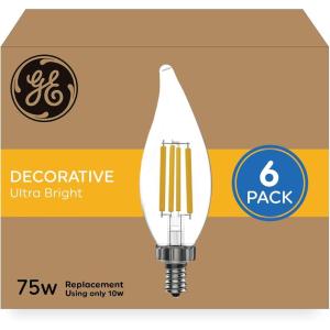 GE Ultra Bright LED 75 Watt Replacement, Daylight, CA11 Deco – Candle Bulbs (3 Pack)