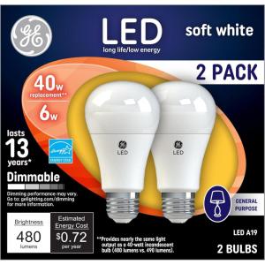 GE LED Light Bulbs, 40 Watt, Soft White, A19 (6 Pack)(2 Pack)