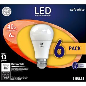 GE LED Light Bulbs, 40 Watt, Soft White, A19 (6 Pack)(6 Pack)