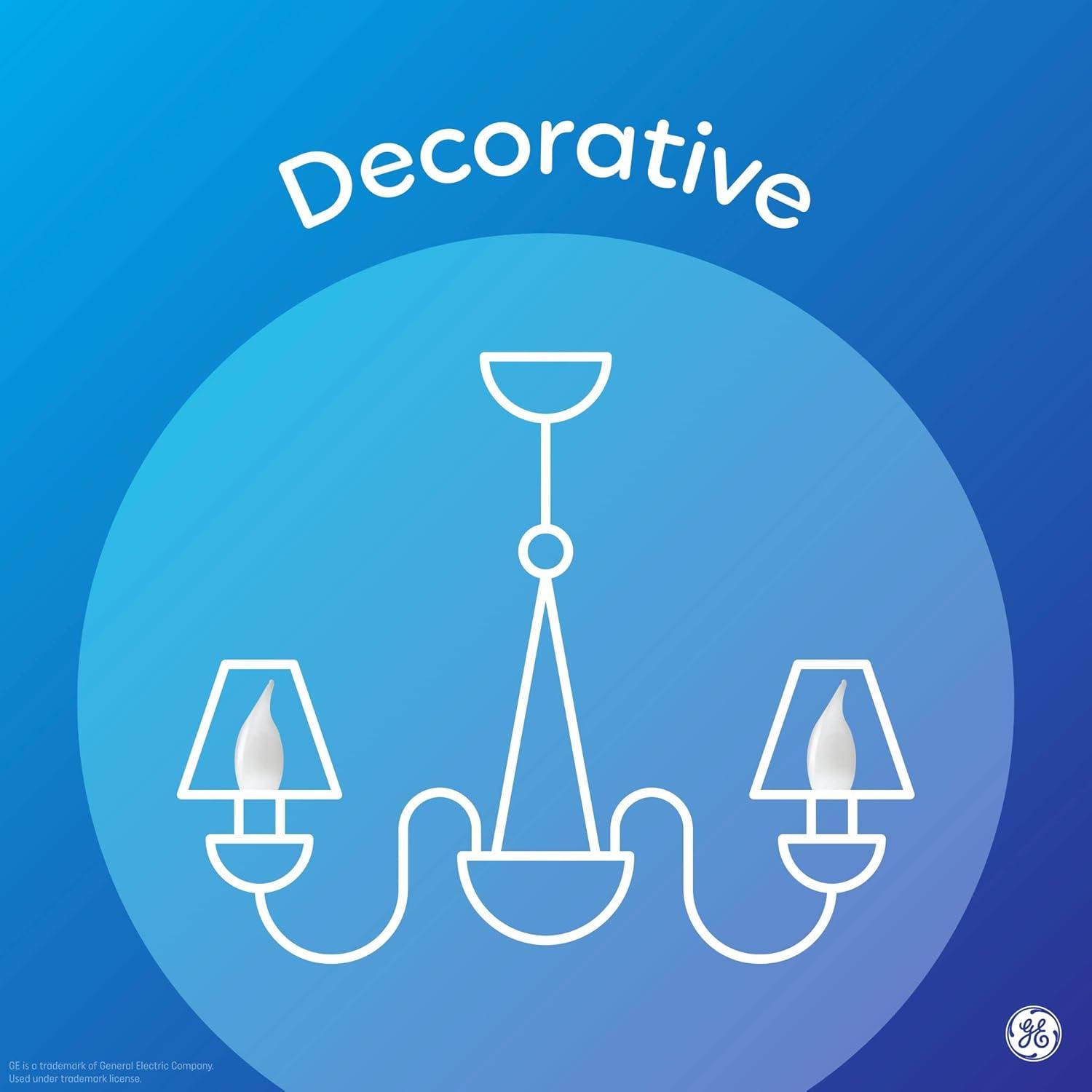 imageGE GE Reveal LED Light Bulbs Candle Lights 60 Watts Clear Decorative B11 Bulbs Medium Base 2 Pack2 Bulbs
