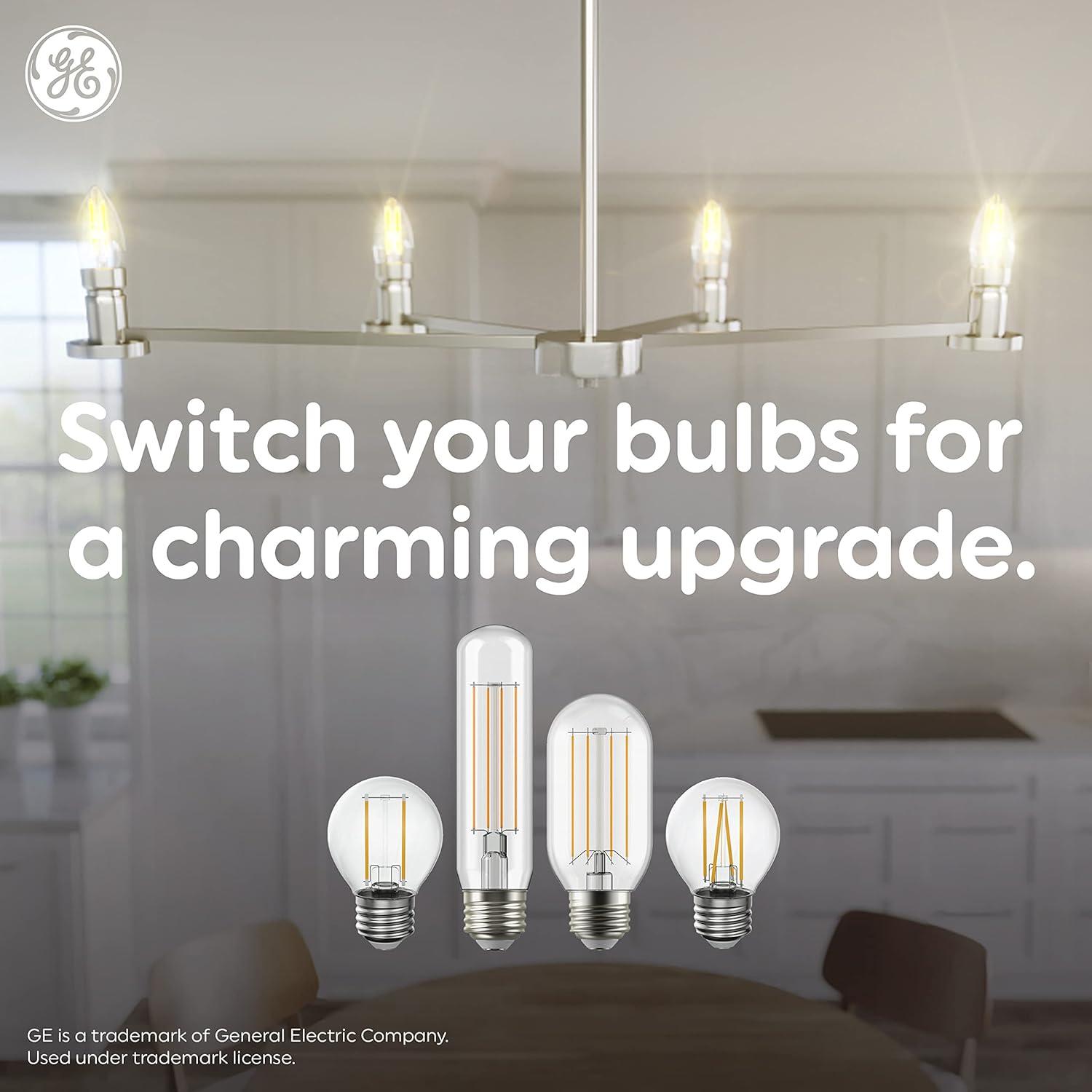 imageGE GE Reveal LED Light Bulbs Candle Lights 60 Watts Clear Decorative B11 Bulbs Medium Base 2 Pack2 Bulbs