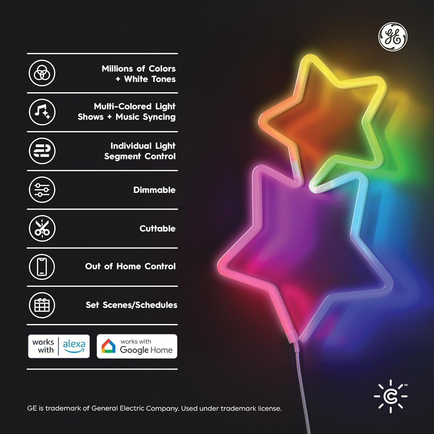 imageCync GE Dynamic Effects Smart LED Light Strip Extension Room Dcor Aesthetic Color Changing Lights LED Lights for Bedroom and TV Works with Amazon Alexa and Google 8 Ft Extension ONLY16 Foot
