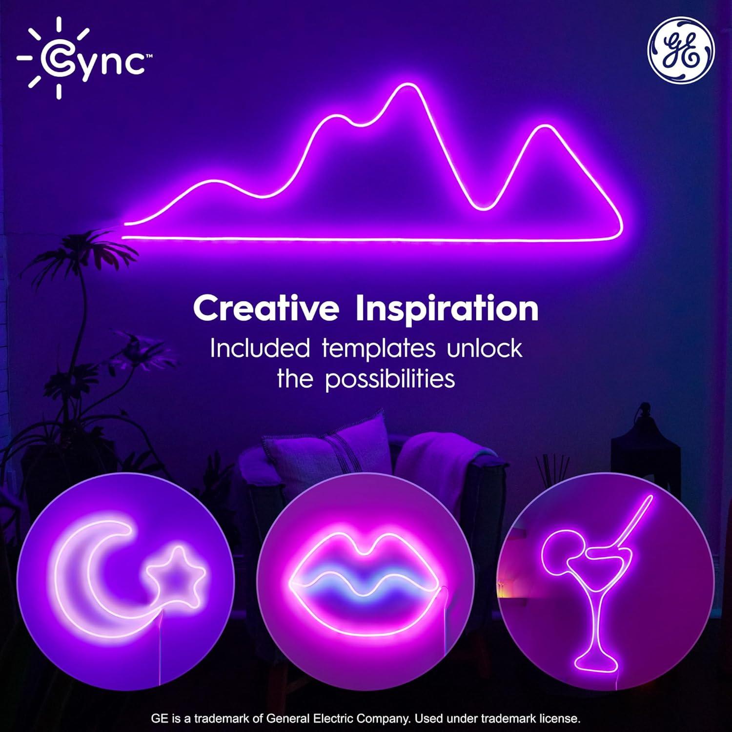 imageCync GE Dynamic Effects Smart LED Light Strip Extension Room Dcor Aesthetic Color Changing Lights LED Lights for Bedroom and TV Works with Amazon Alexa and Google 8 Ft Extension ONLY16 Foot