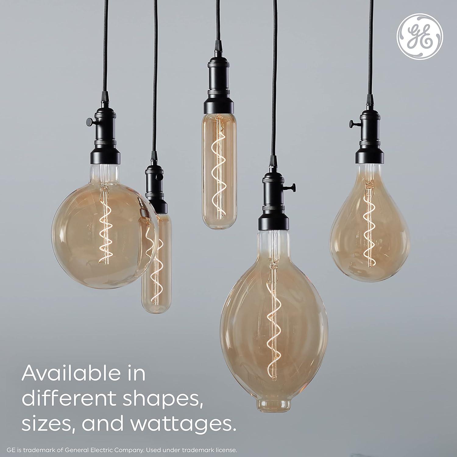 imageGE Vintage Style LED Light Bulb 40 Watt Amber Finish T9 Tube Light 1 PackWarm Candle Light