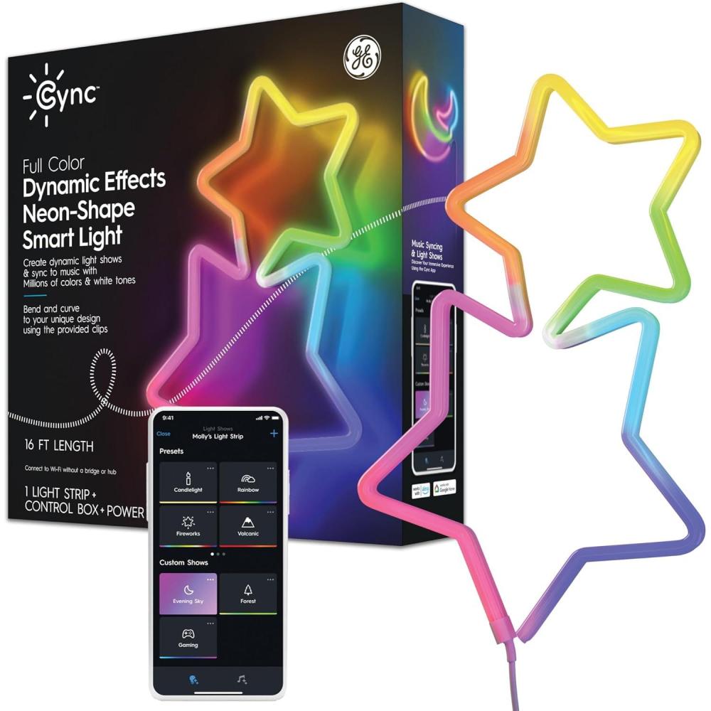 imageCync GE Dynamic Effects Smart LED Light Strip Extension Room Dcor Aesthetic Color Changing Lights LED Lights for Bedroom and TV Works with Amazon Alexa and Google 8 Ft Extension ONLY16 Foot