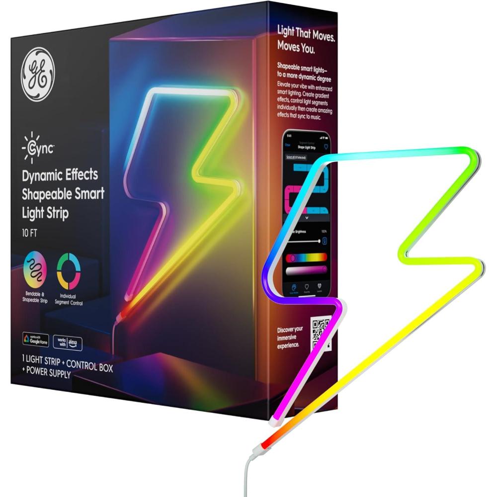 imageCync GE Dynamic Effects Smart LED Light Strip Extension Room Dcor Aesthetic Color Changing Lights LED Lights for Bedroom and TV Works with Amazon Alexa and Google 8 Ft Extension ONLY10 Foot