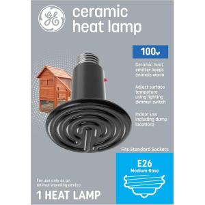 GE Ceramic Heat Lamp, Animal Heat Emitter Bulb, Chicks Heat Lamp (2 Pack)
