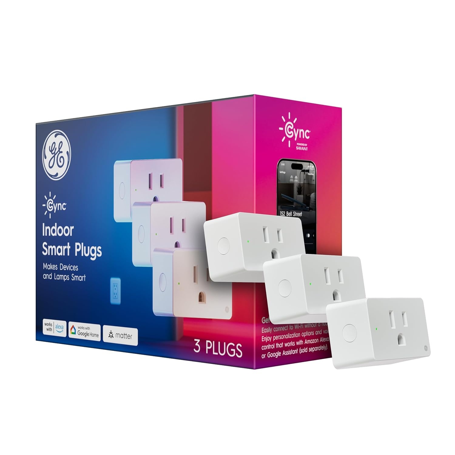 imageGE Cync Smart Indoor Plug Smart Outlet Control WiFi Outlet Plug Matter Compatible Works with Alexa and Google HomeNew Indoor Plug