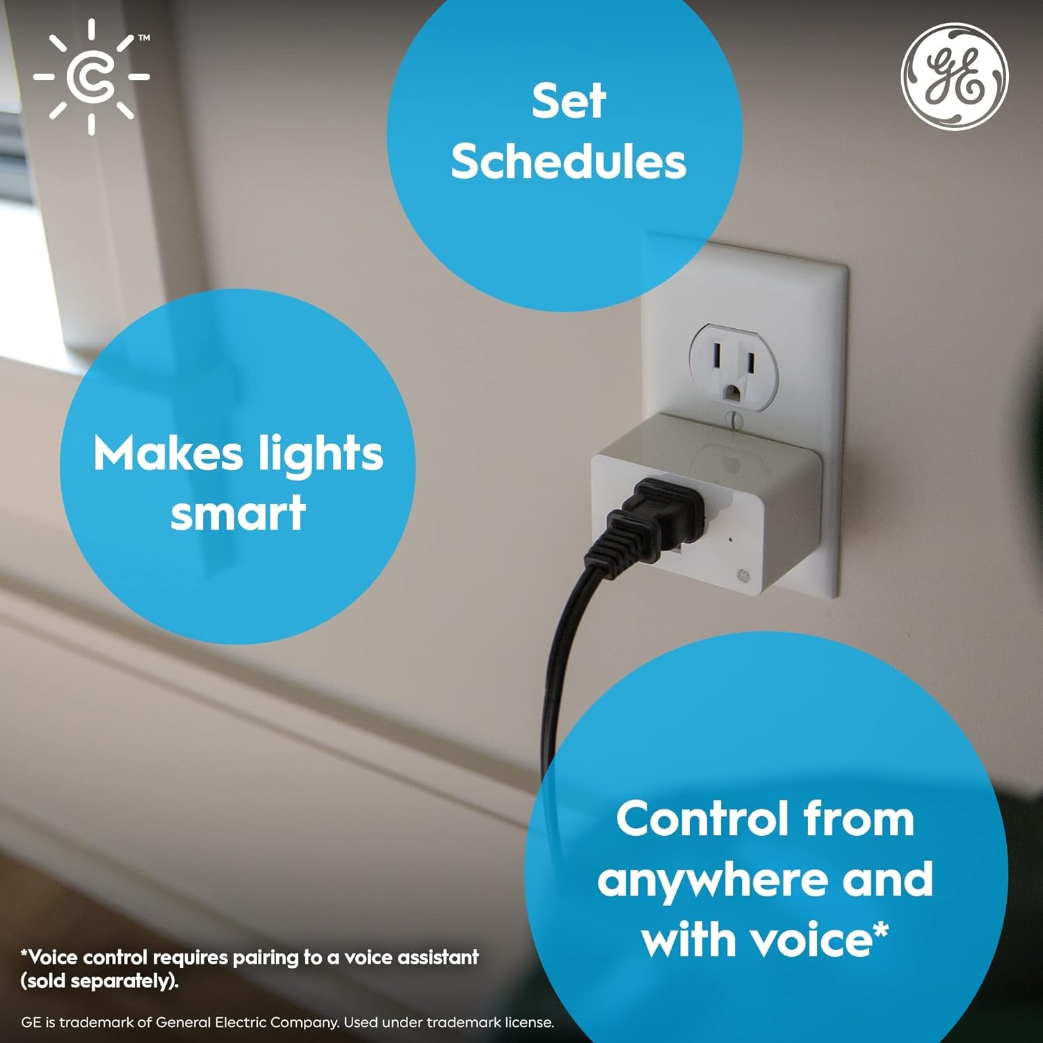 imageGE Cync Smart Indoor Plug Smart Outlet Control WiFi Outlet Plug Matter Compatible Works with Alexa and Google HomeNew Indoor Plug