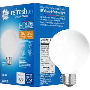 GE Refresh LED Light Bulb, 40 Watt, Daylight, G25 Globe Bulb, Clear, Medium Base (1 Pack)(Frosted)